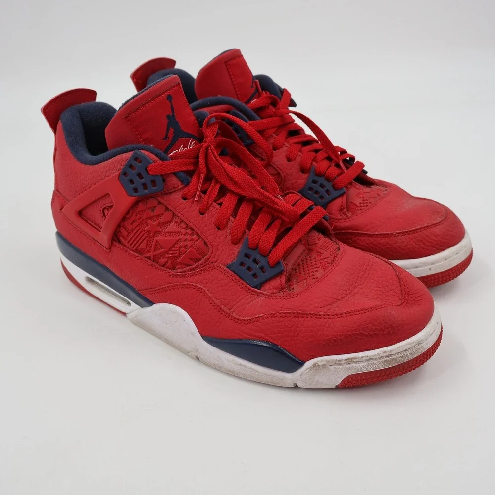 Jordan 4 Retro FIBA Mens Size‎ 13 Red Obsidian White CI1184-617 Laser Etched